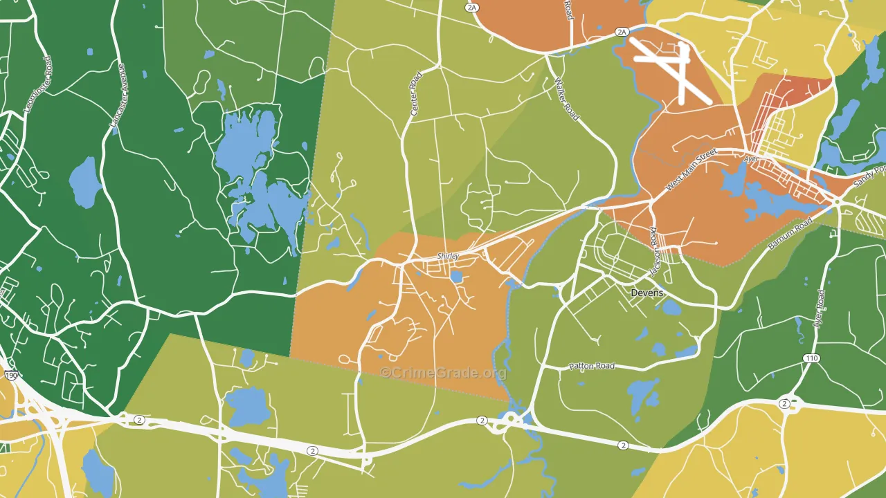 Shirley, MA Map of Arson Rates