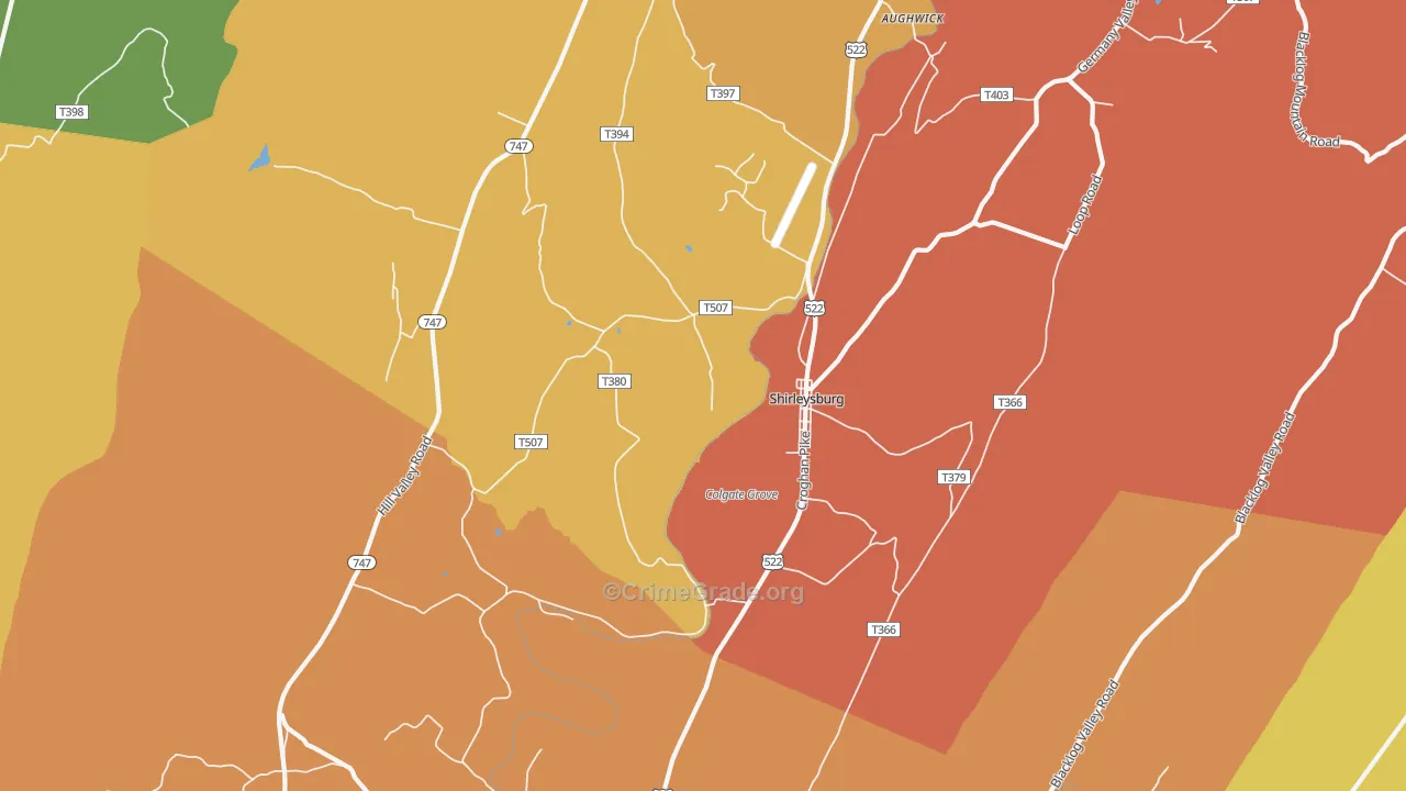 Shirleysburg, PA Map of Arson Rates