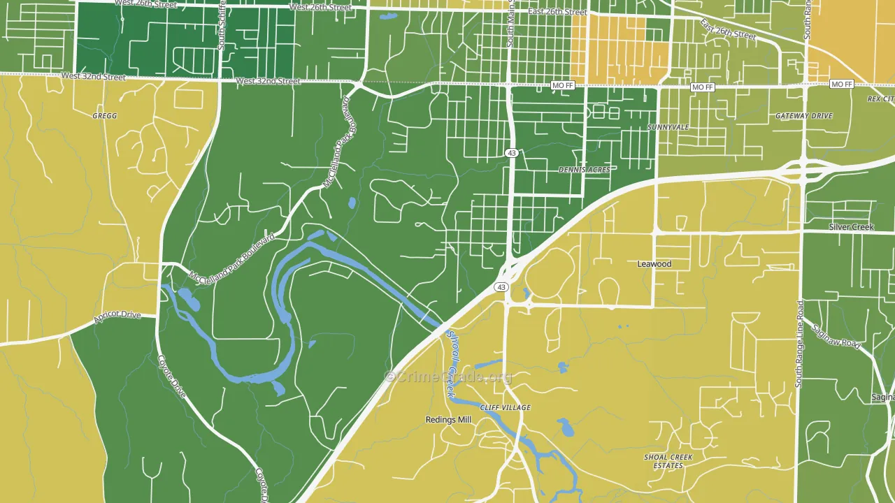 Shoal Creek Drive, MO Map of Arson Rates