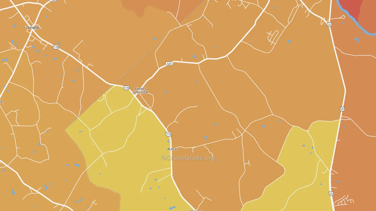 Shoals Junction, SC Map of Arson Rates