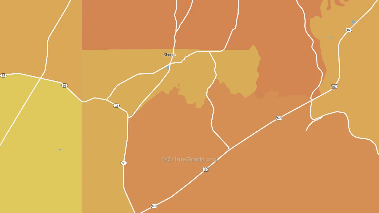 Shonto, AZ Map of Arson Rates