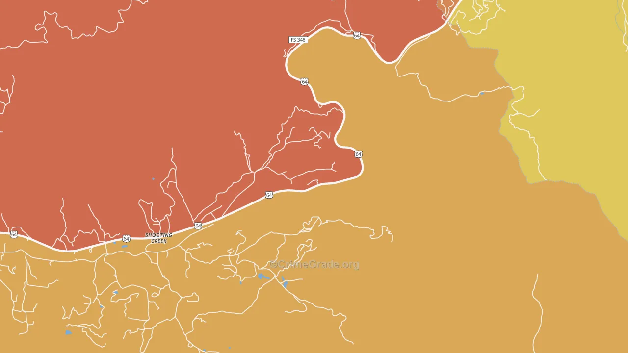 Shooting Creek, NC Map of Arson Rates