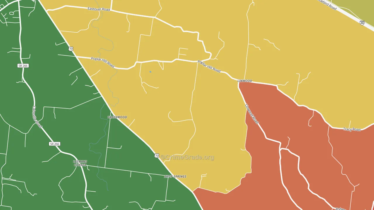 Shop Springs, TN Map of Arson Rates