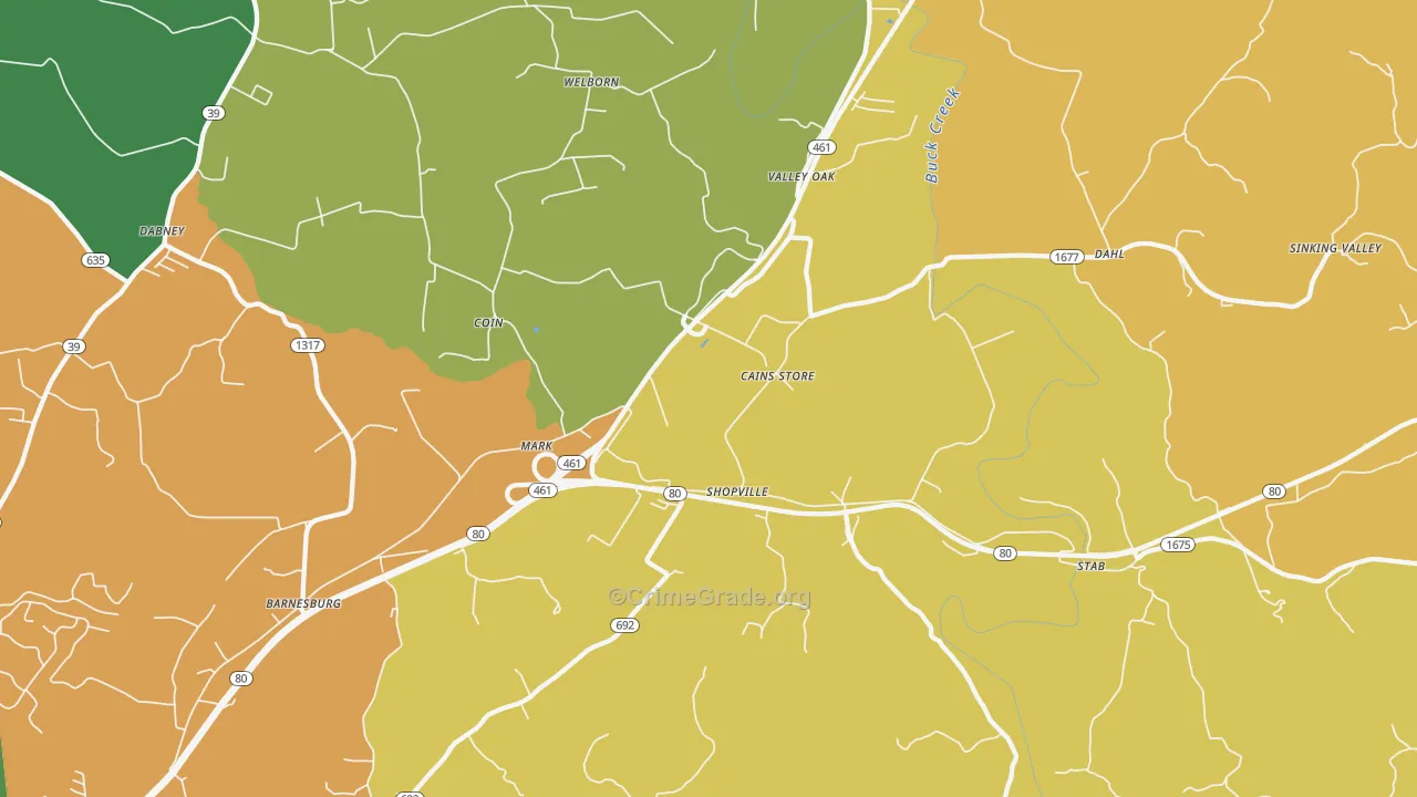 Shopville, KY Map of Arson Rates