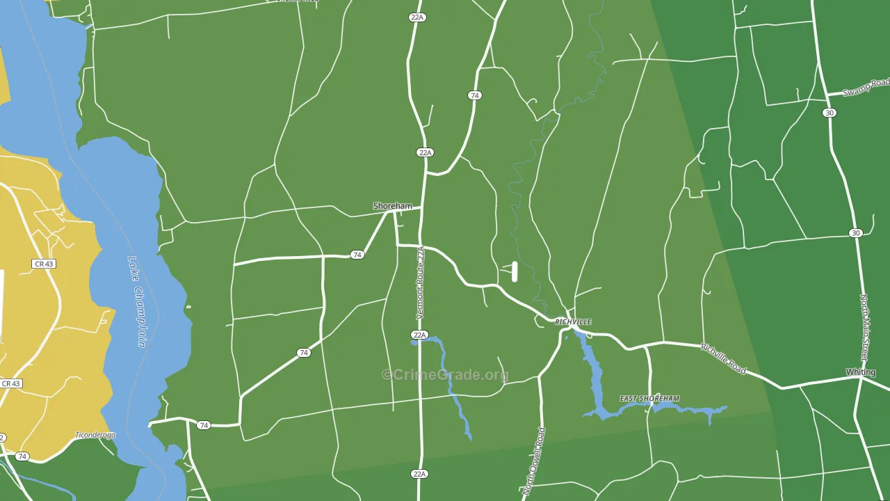 Shoreham, VT Map of Arson Rates