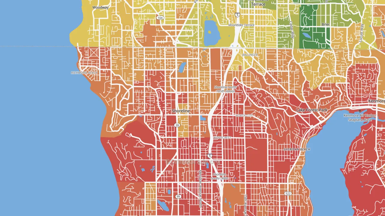 Shoreline, WA Map of Arson Rates