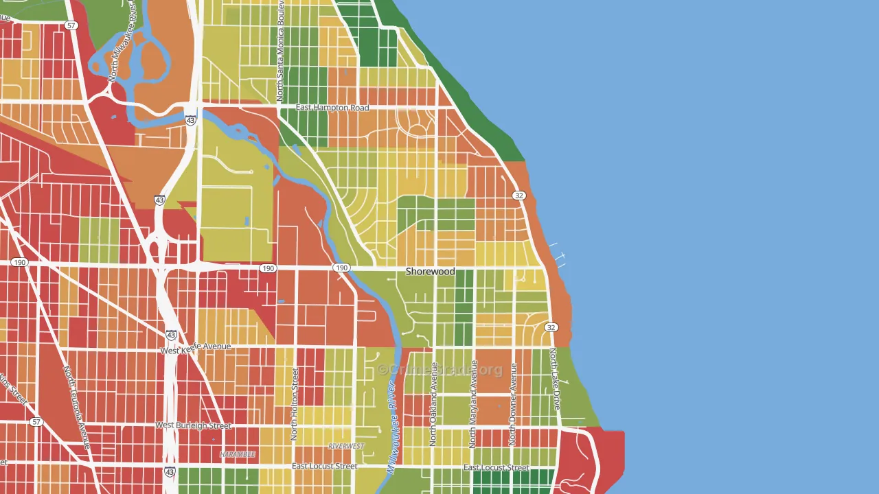 Shorewood, WI Map of Arson Rates