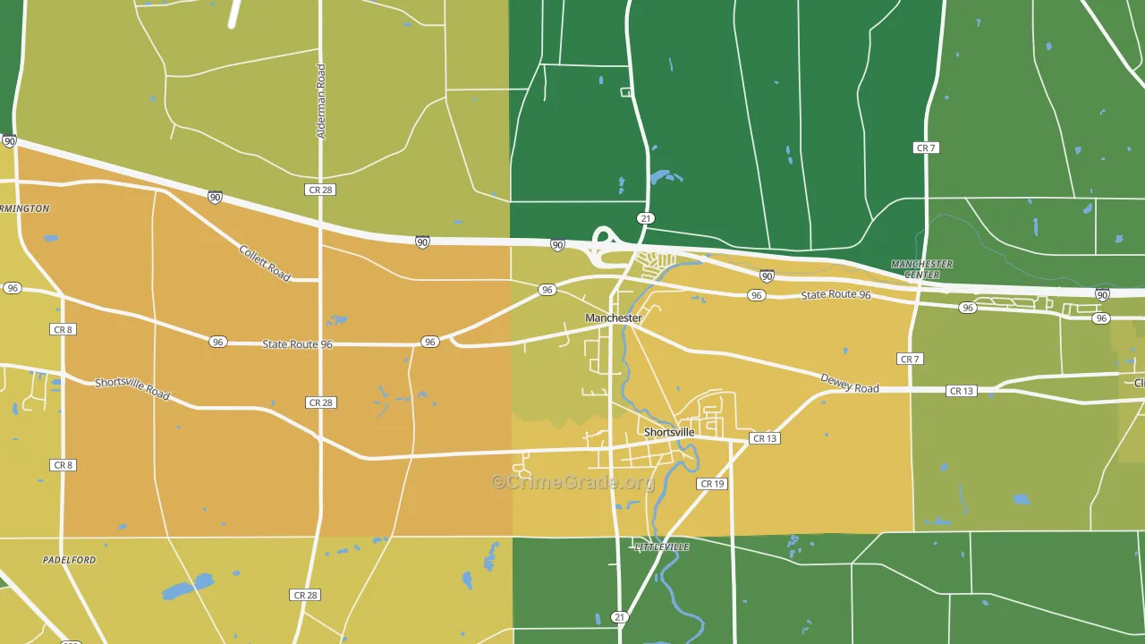 Shortsville, NY Map of Arson Rates