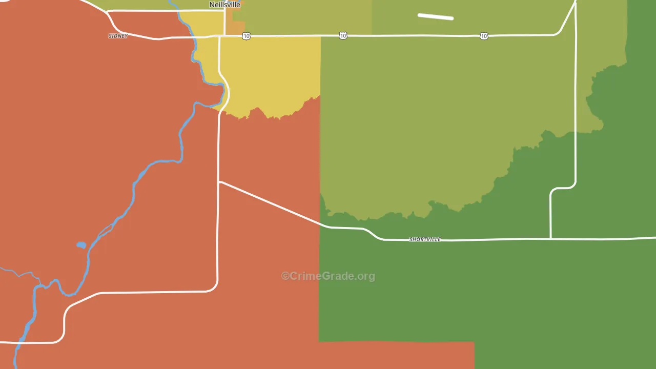 Shortville, WI Map of Arson Rates