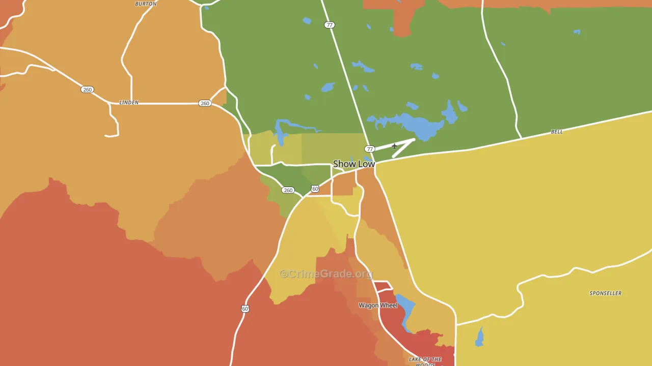 Show Low, AZ Map of Arson Rates