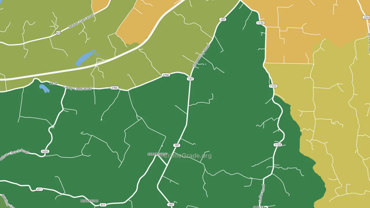 Shrewsbury, KY Map of Arson Rates