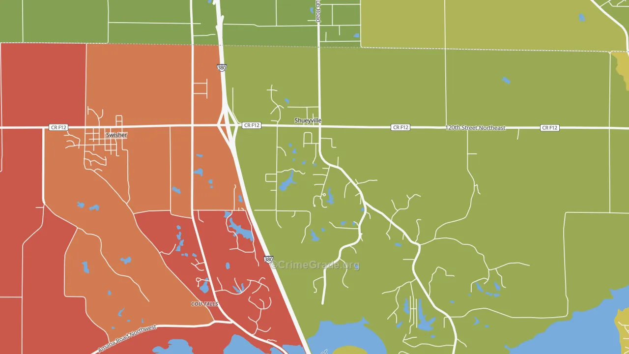 Shueyville, IA Map of Arson Rates