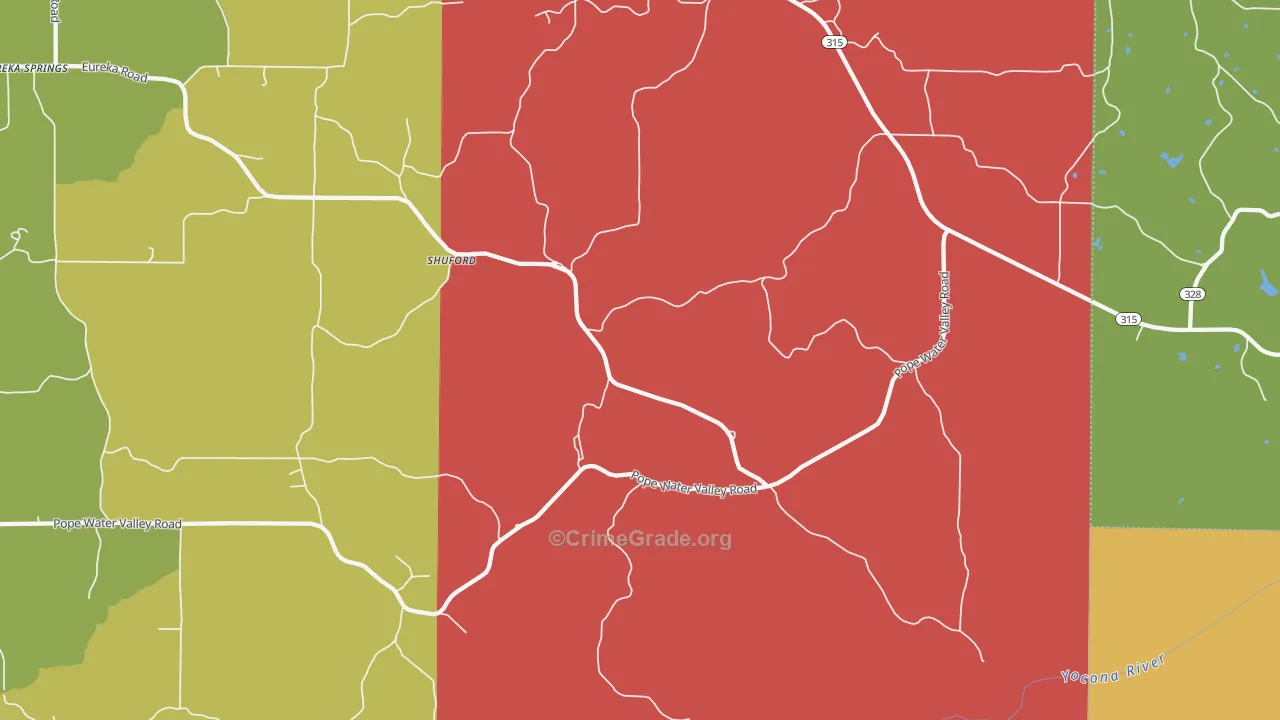 Shuford, MS Map of Arson Rates