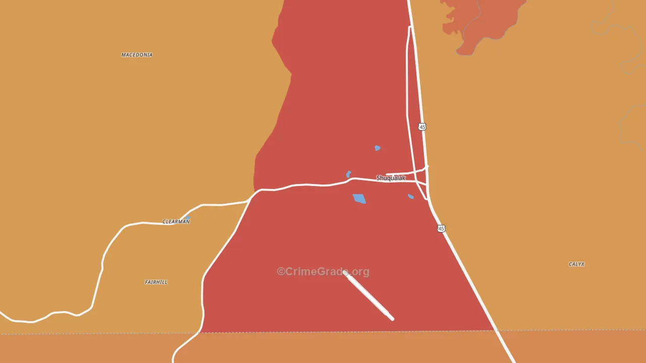 Shuqualak, MS Map of Arson Rates