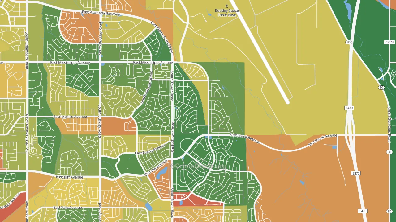 Side Creek, Aurora, CO Map of Arson Rates