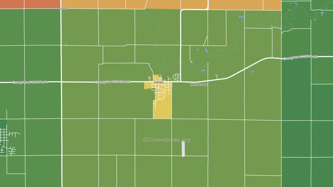 Sidney, IL Map of Arson Rates