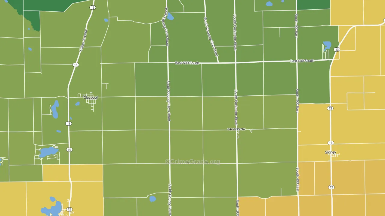 Sidney, IN Map of Arson Rates