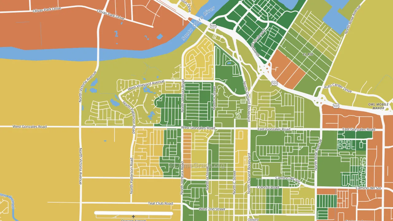 Sierra Linda, Oxnard, CA Map of Arson Rates