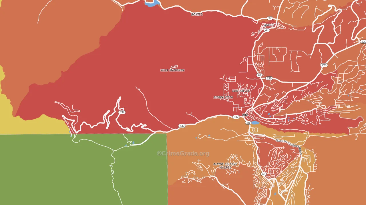 Sierra Vista, NM Map of Arson Rates