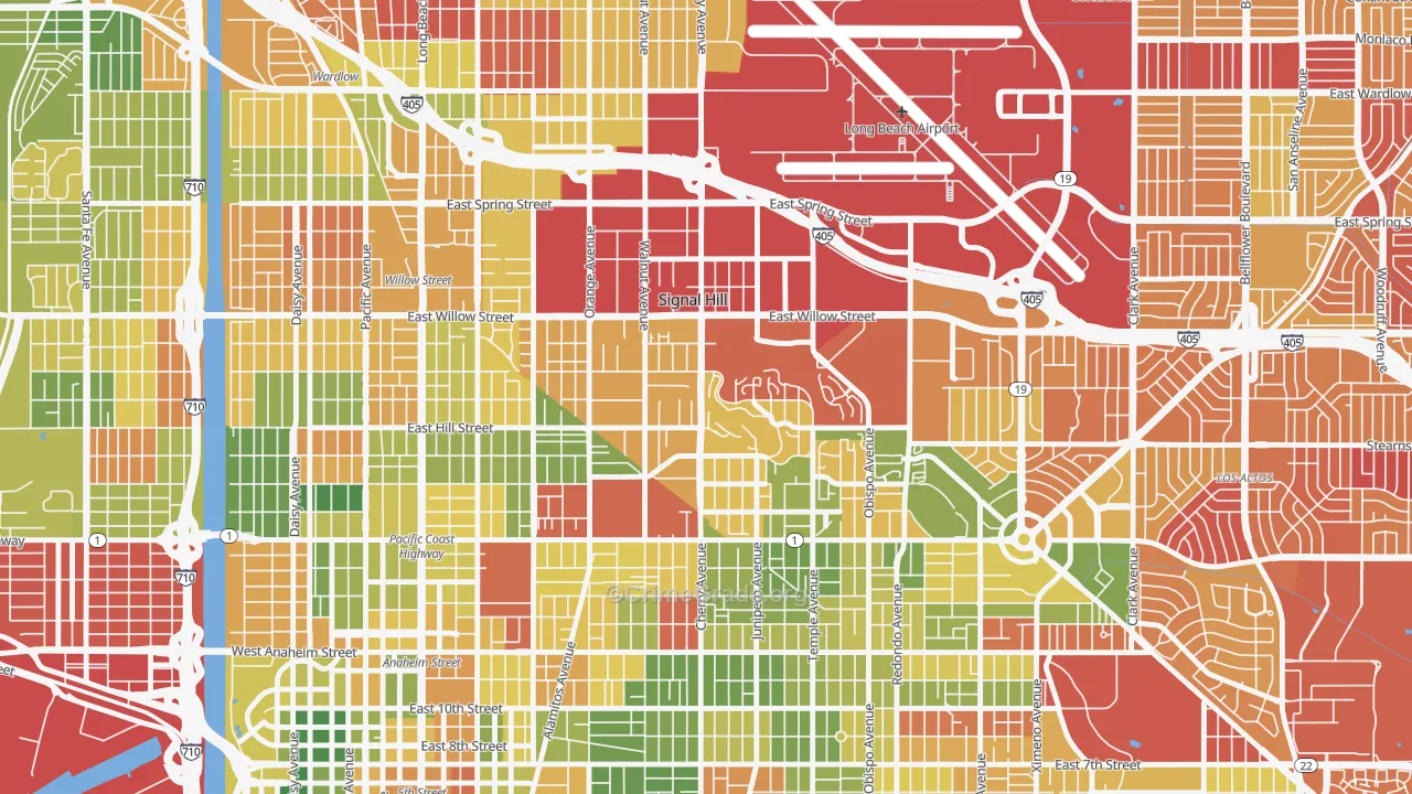 Signal Hill, CA Map of Arson Rates
