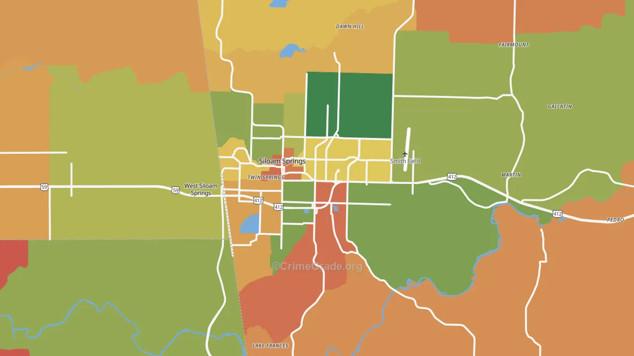 Siloam Springs, AR Map of Arson Rates
