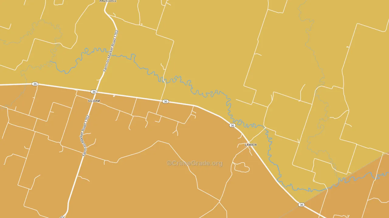 Siloam, TX Map of Arson Rates