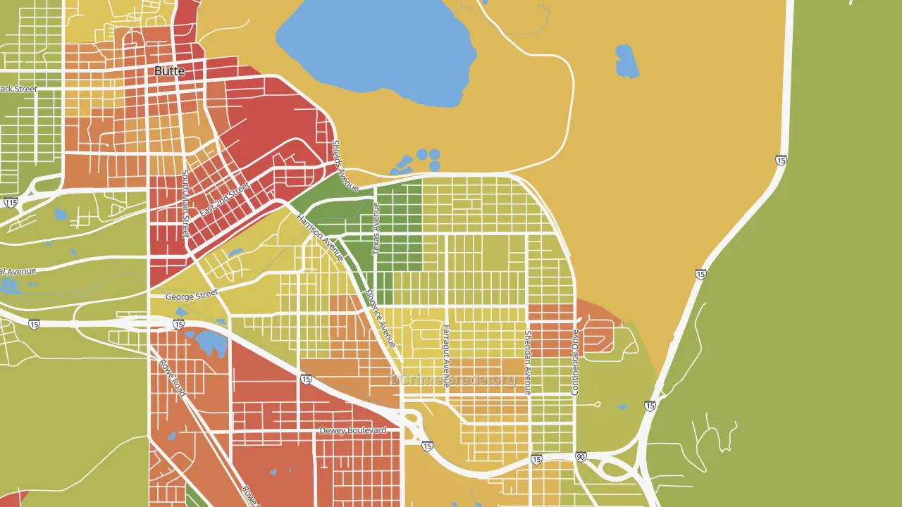 Silver Bow Park, Butte, MT Map of Arson Rates