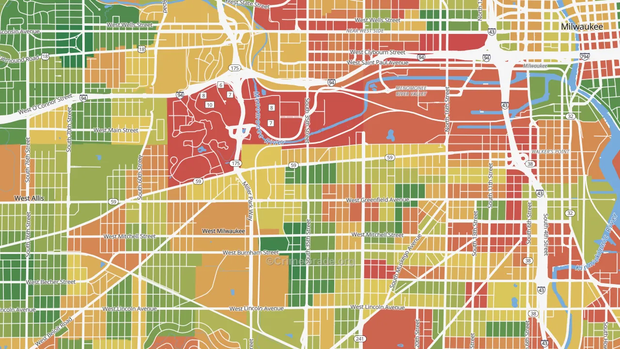 Silver City, Milwaukee, WI Map of Arson Rates