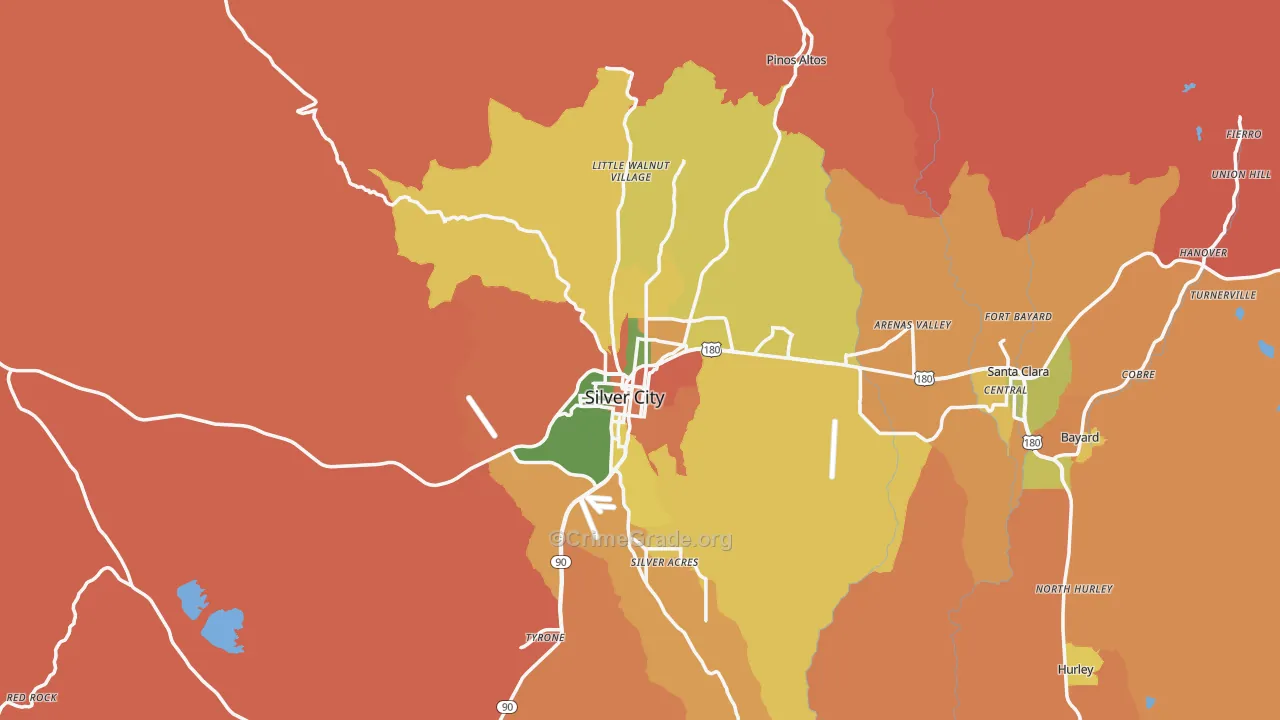Silver City, NM Map of Arson Rates