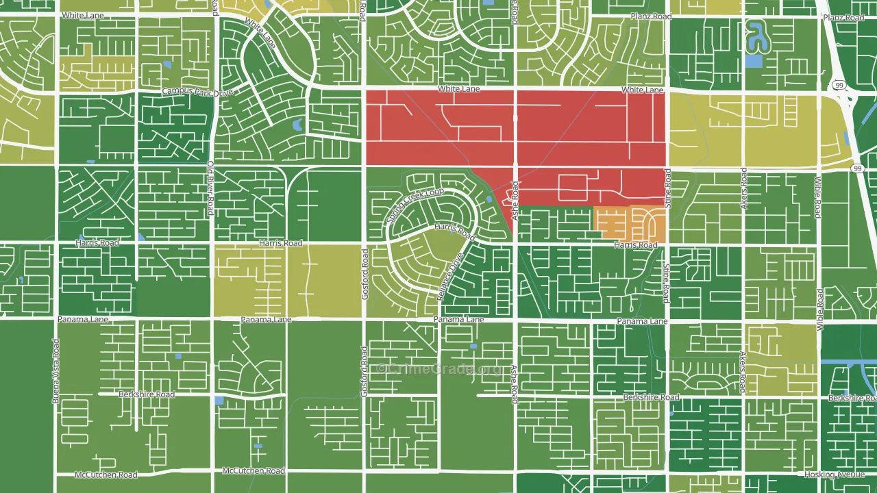 Silver Creek, Bakersfield, CA Map of Arson Rates