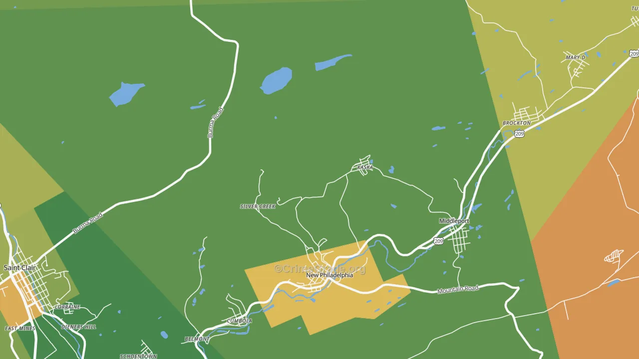 Silver Creek, PA Map of Arson Rates