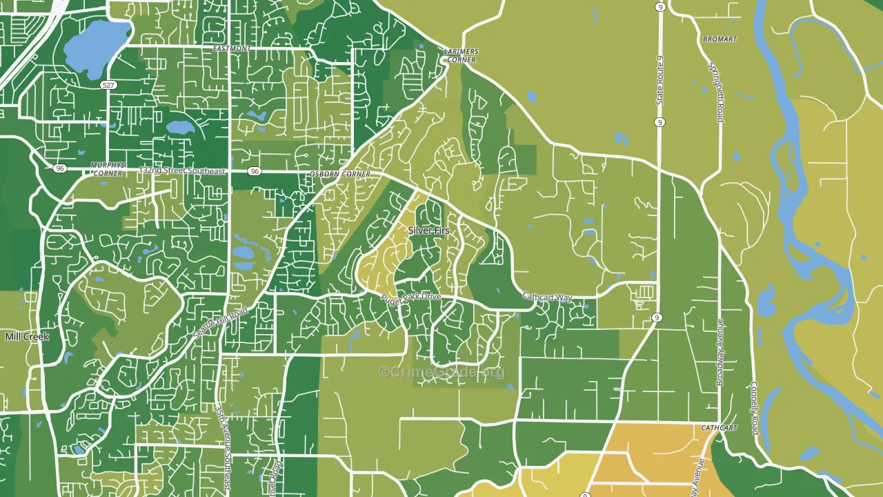 Silver Firs, WA Map of Arson Rates