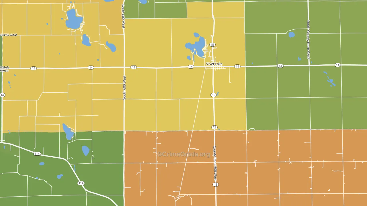 Silver Lake, IN Map of Arson Rates