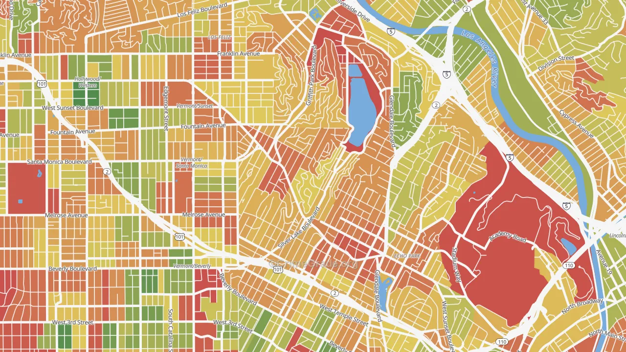 Silver Lake, Los Angeles, CA Map of Arson Rates