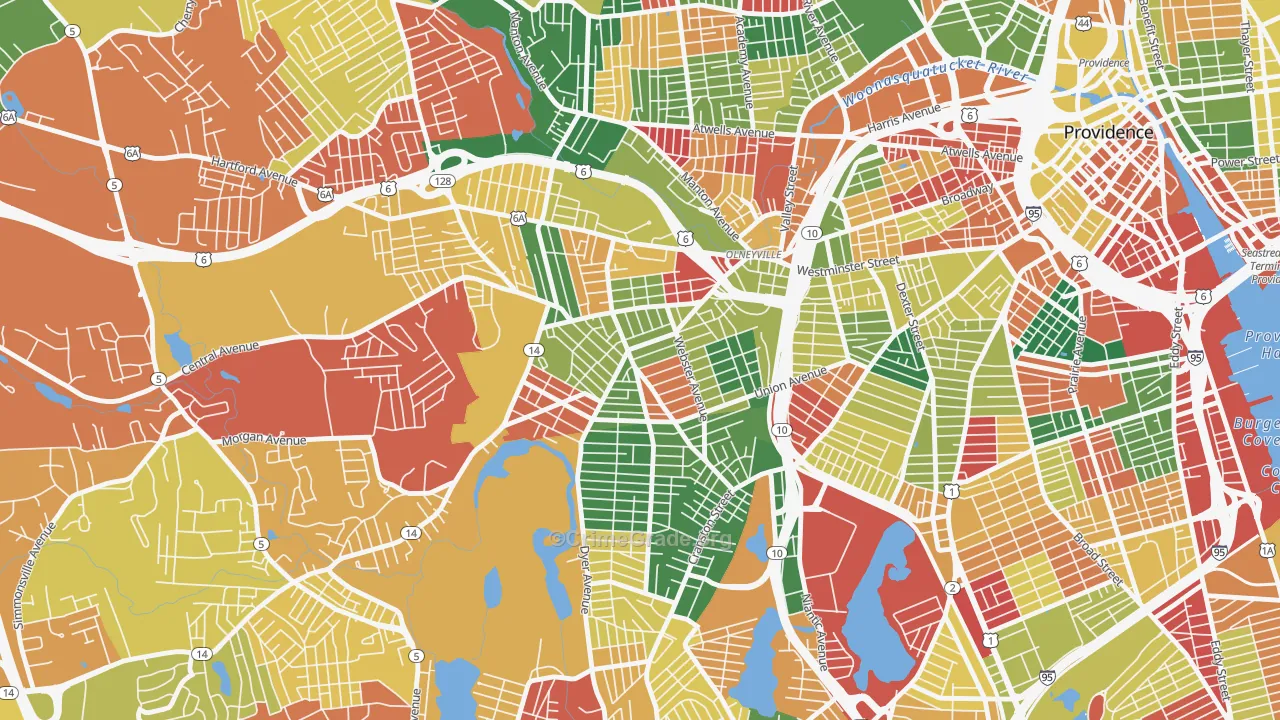 Silver Lake, Providence, RI Map of Arson Rates