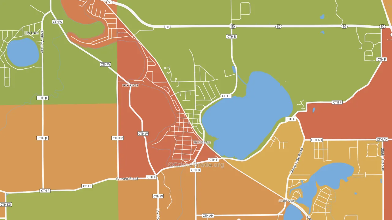 Silver Lake, WI Map of Arson Rates