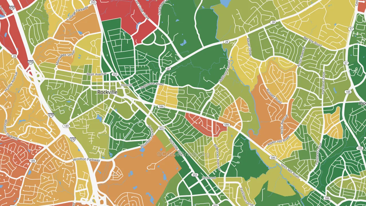 Silver Rock, Rockville, MD Map of Arson Rates