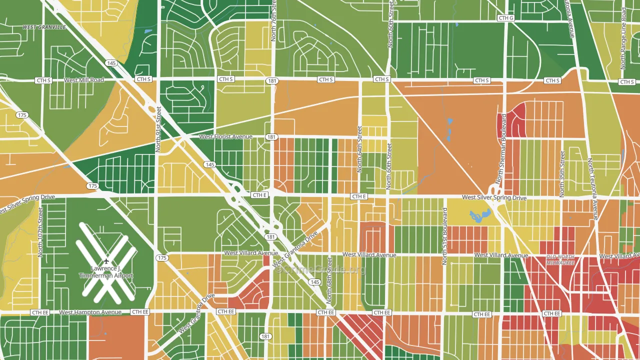 Silver Spring, Milwaukee, WI Map of Arson Rates