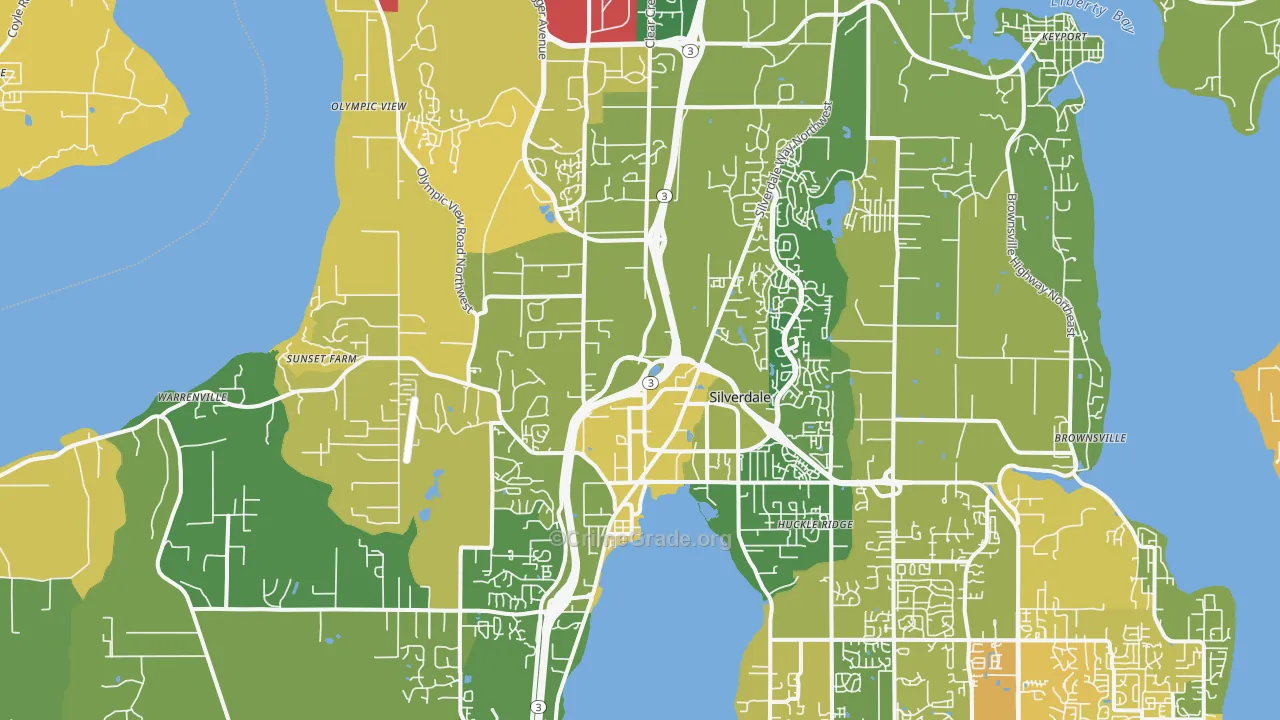 Silverdale, WA Map of Arson Rates