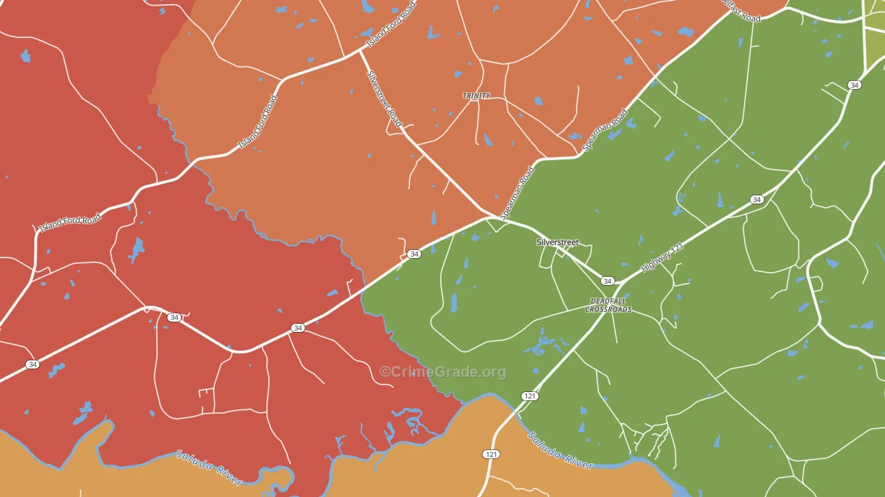Silverstreet, SC Map of Arson Rates