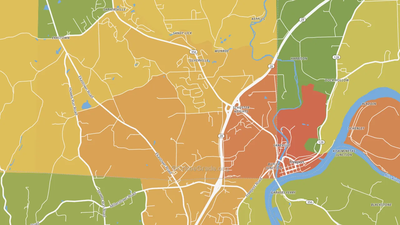 Silverville, PA Map of Arson Rates
