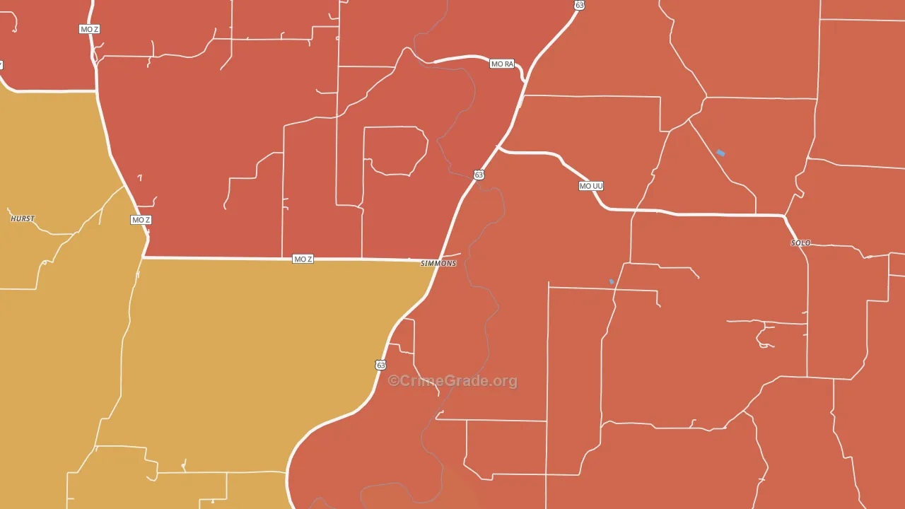 Simmons, MO Map of Arson Rates