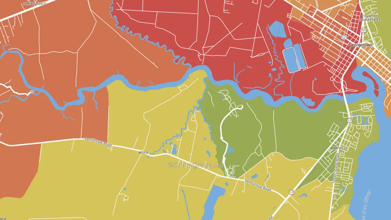Simmonsville, SC Map of Arson Rates