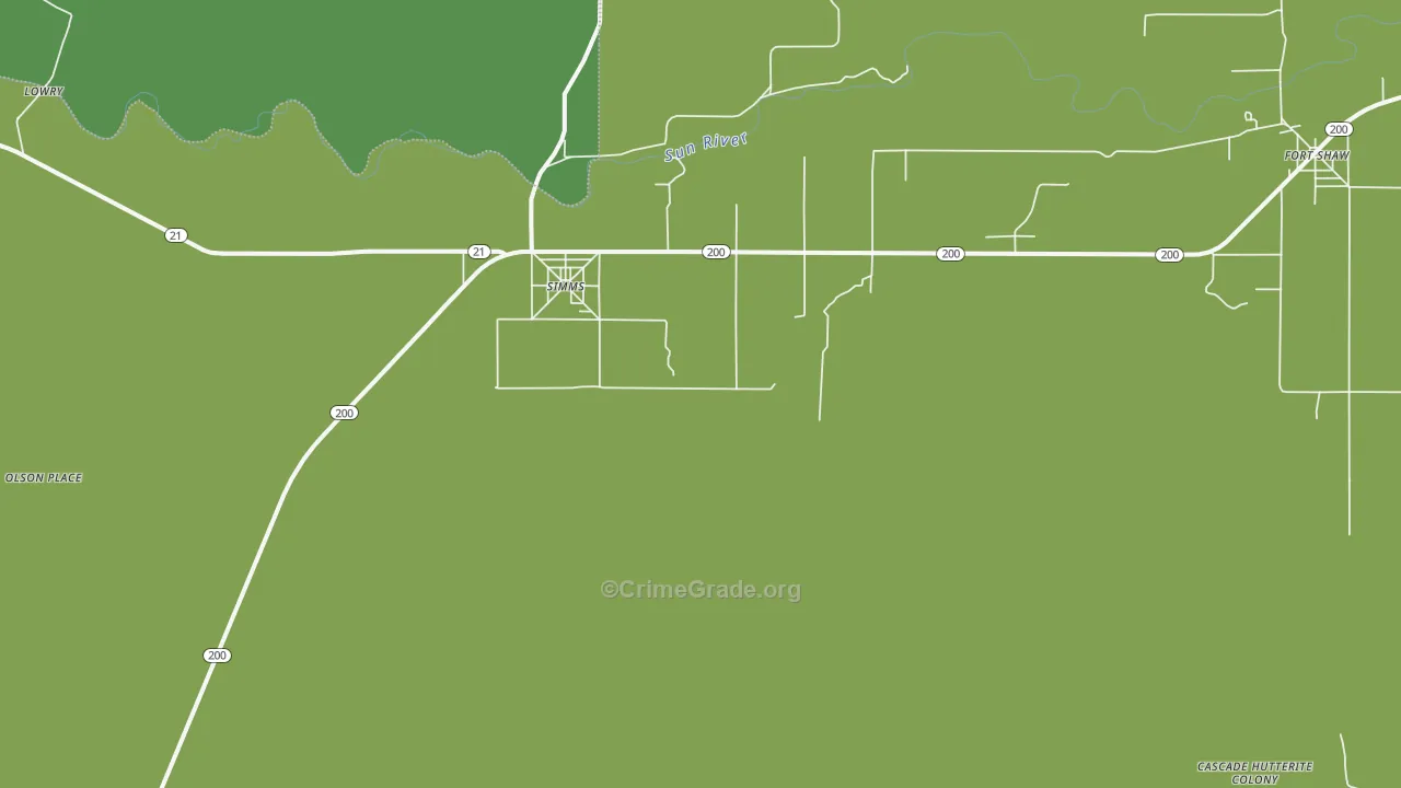 Simms, MT Map of Arson Rates