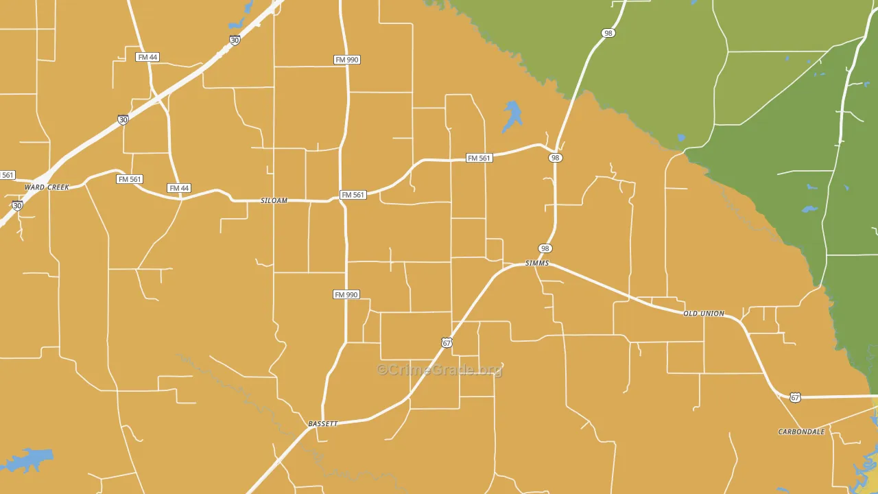 Simms, TX Map of Arson Rates