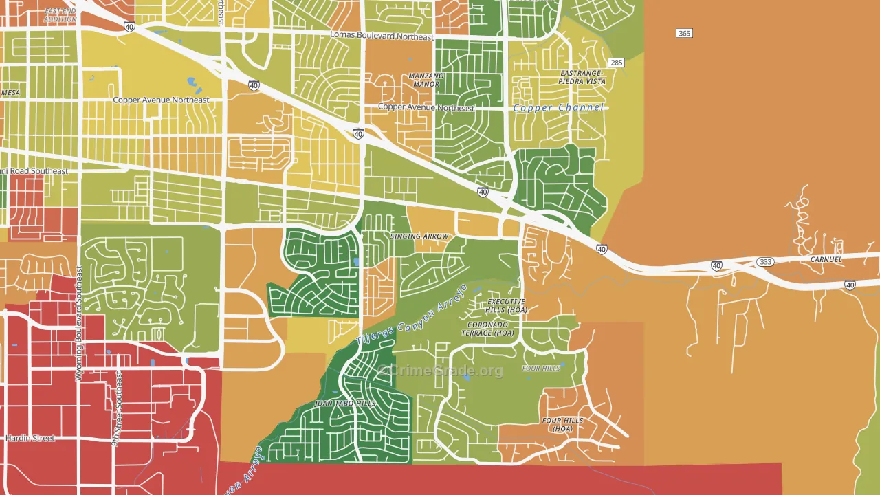 Singing Arrow, Albuquerque, NM Map of Arson Rates
