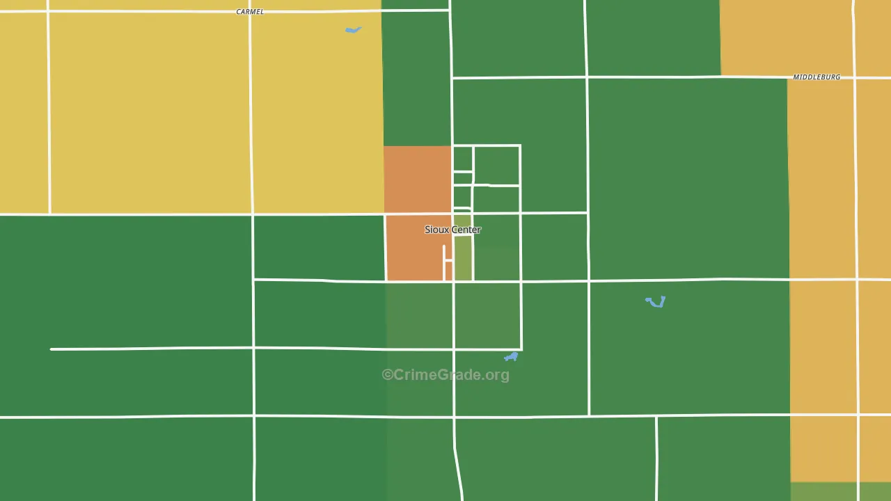 Sioux Center, IA Map of Arson Rates