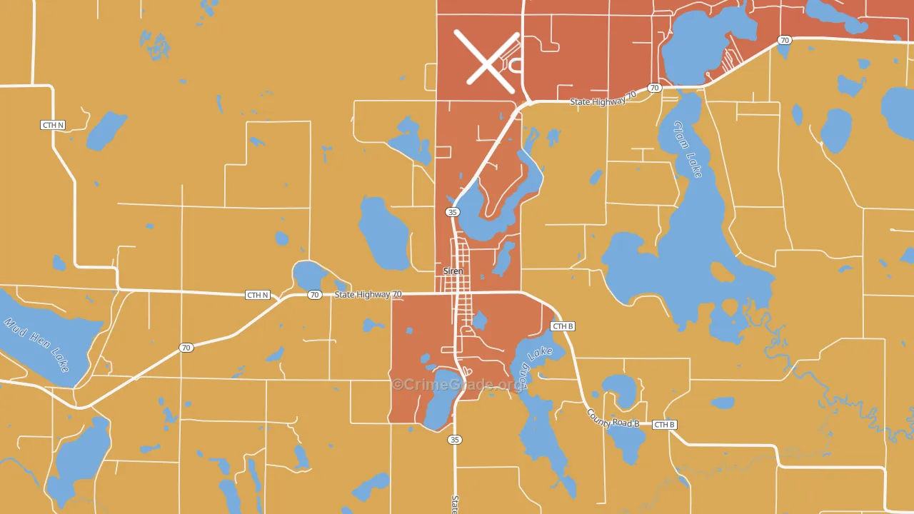 Siren, WI Map of Arson Rates