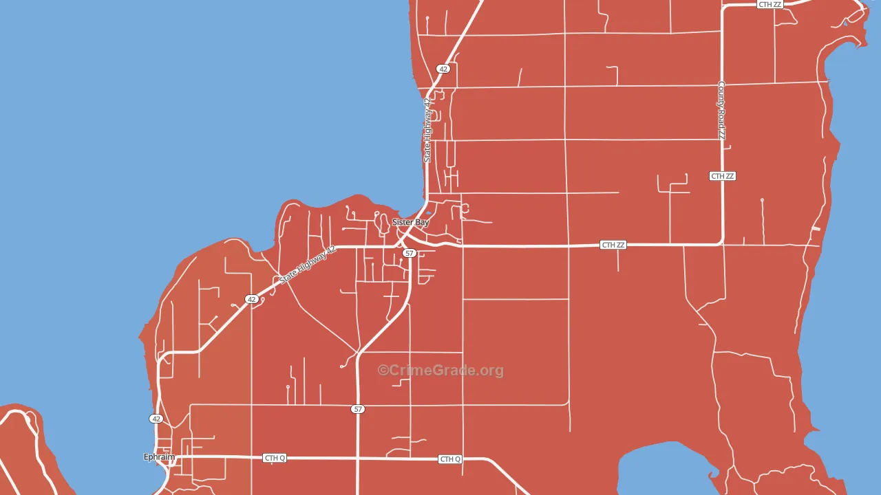 Sister Bay, WI Map of Arson Rates