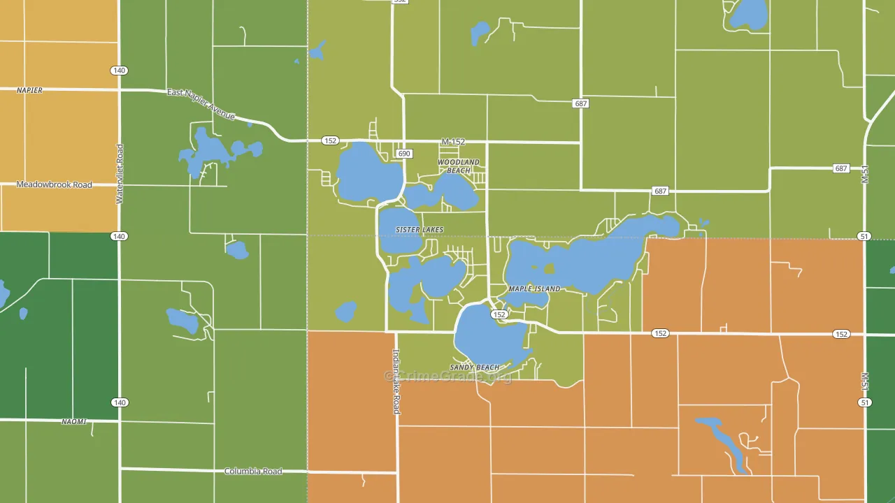 Sister Lakes, MI Map of Arson Rates